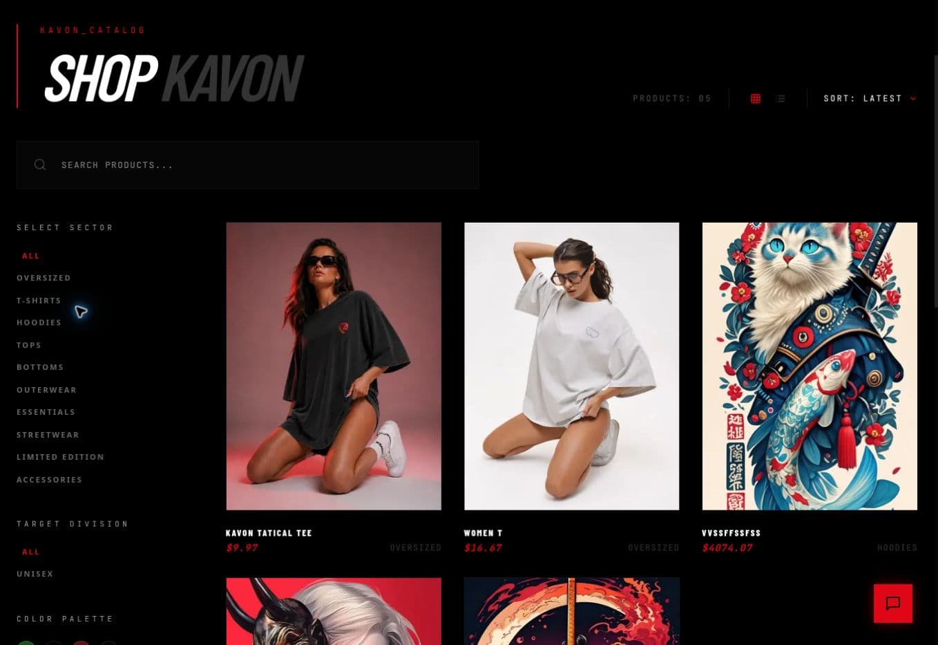 KAVON shop catalog